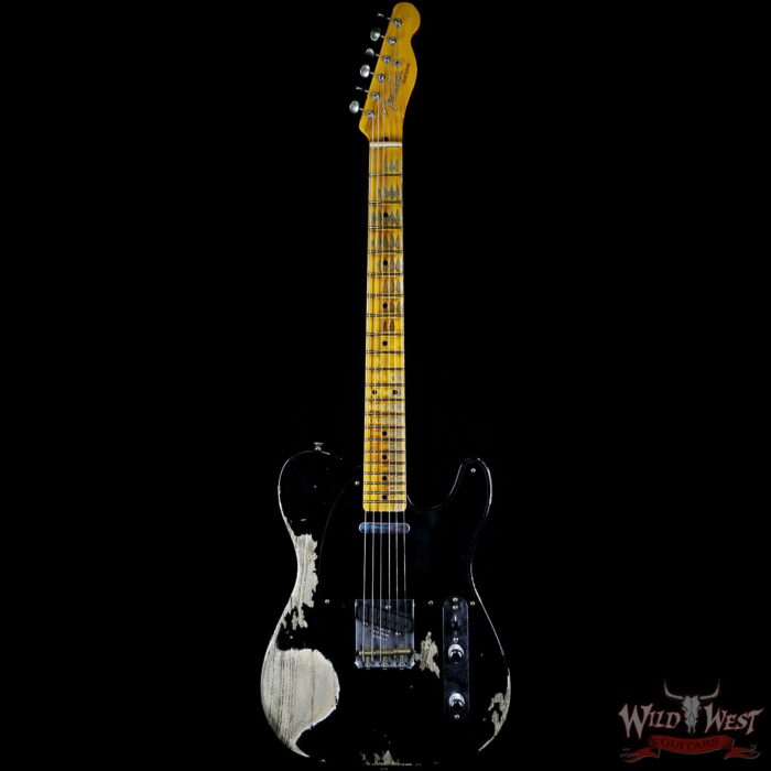 Fender Custom Shop 1952 Telecaster Heavy Relic Maple Neck Black with Black Pickguard - Image 4