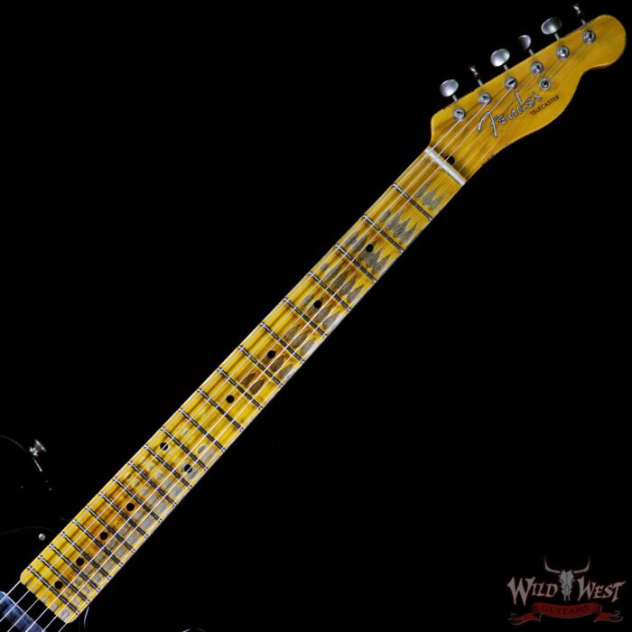 Fender Custom Shop 1952 Telecaster Heavy Relic Maple Neck Black with Black Pickguard - Image 8
