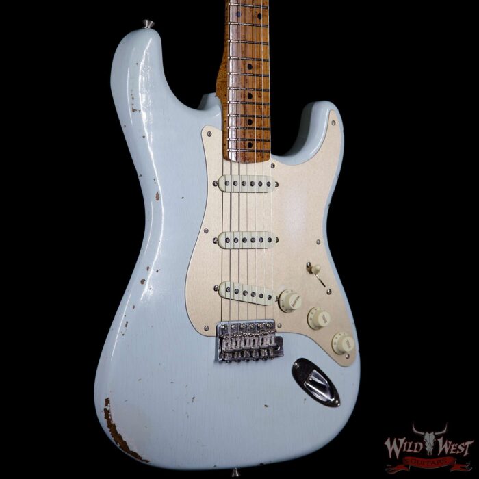 2017 NAMM Fender Custom Shop 30th Anniversary LTD 1956 Roasted Stratocaster Relic Faded Sonic Blue - Image 4