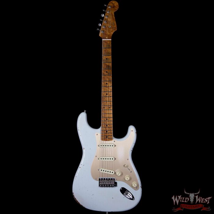 2017 NAMM Fender Custom Shop 30th Anniversary LTD 1956 Roasted Stratocaster Relic Faded Sonic Blue - Image 5