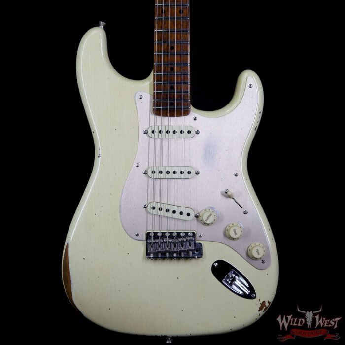 Fender Custom Shop 1956 Roasted Stratocaster Relic Birdseye Maple Neck Aged Vintage White - Image 3