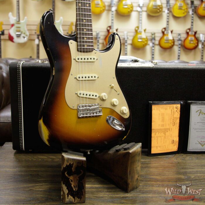 Fender Custom Shop Roasted 1960 Stratocaster Relic Birdseye Maple Neck AAA Rosewood Slab Board 3 Tone Sunburst - Image 10