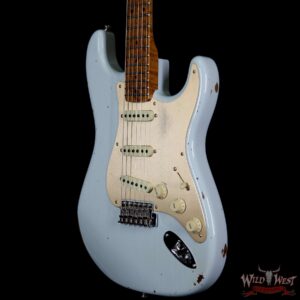 Fender Custom Shop 30th Anniversary LTD Roasted 1956 Stratocaster Relic Birdseye Neck & Board Faded Sonic Blue - Image 2