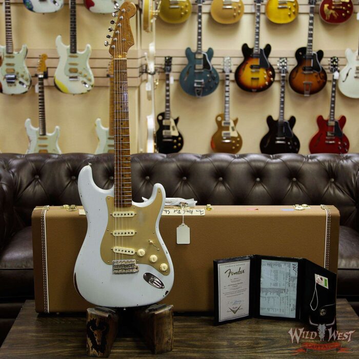 Fender Custom Shop 30th Anniversary LTD Roasted 1956 Stratocaster Relic Birdseye Neck & Board Faded Sonic Blue - Image 12