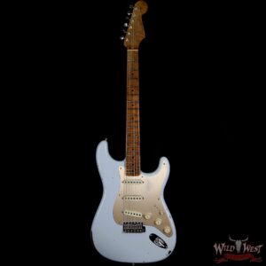 Fender Custom Shop 30th Anniversary LTD Roasted 1956 Stratocaster Relic Birdseye Neck & Board Faded Sonic Blue - Image 5