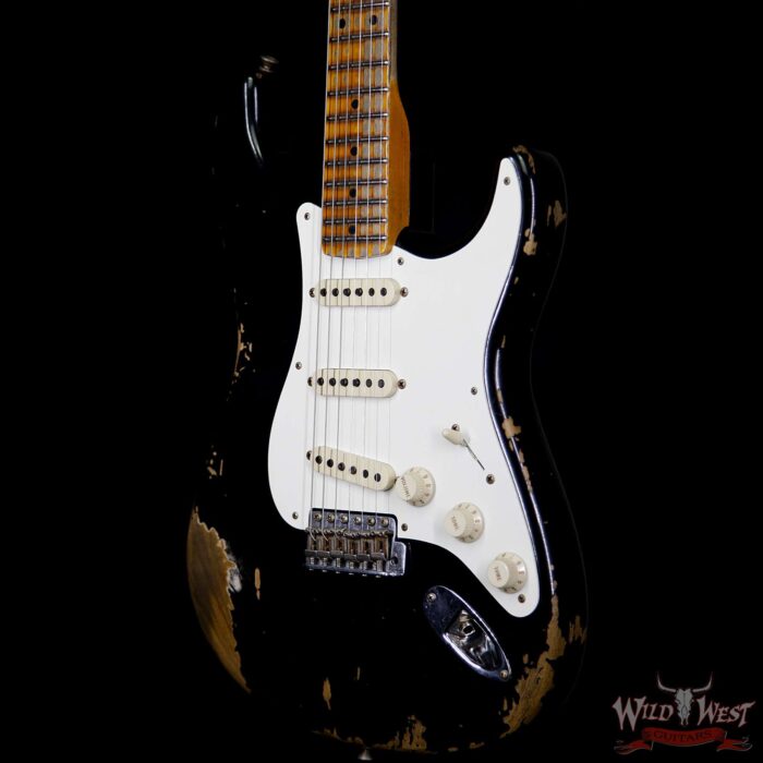 Fender Custom Shop 1957 Stratocaster Heavy Relic Maple Neck Black - Image 2