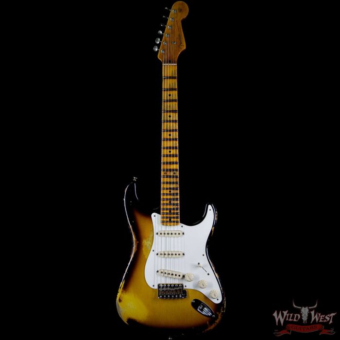 Fender Custom Shop 1957 Stratocaster Heavy Relic Maple Neck 2 Tone Sunburst - Image 4