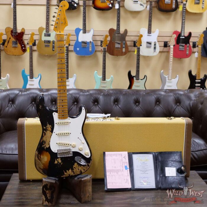 Fender Custom Shop Limited Edition 1957 Stratocaster Heavy Relic Hand-Wound Pickups Black over 2 Tone Sunburst - Image 6