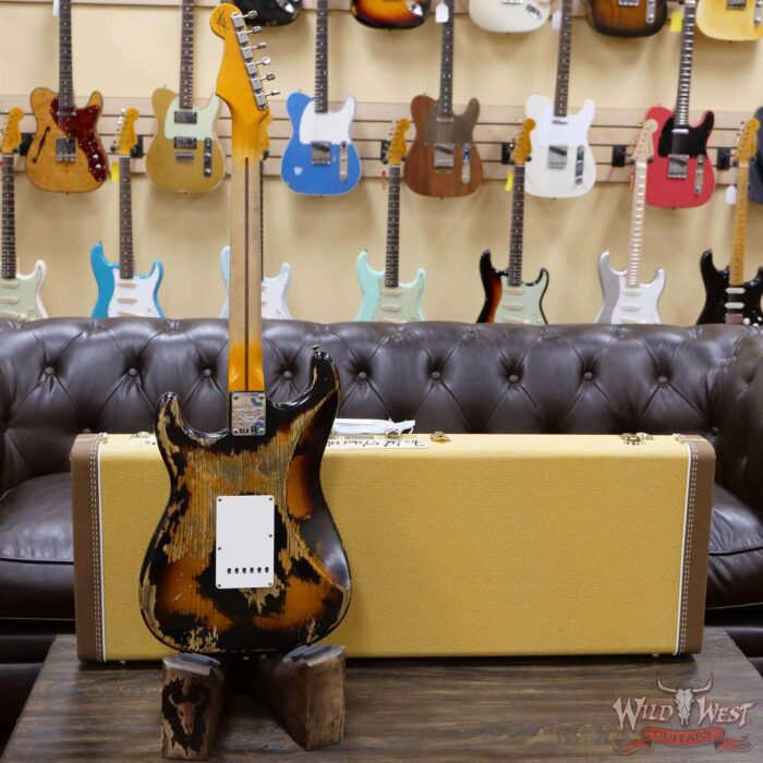 Fender Custom Shop Limited Edition 1957 Stratocaster Heavy Relic Hand-Wound Pickups Black over 2 Tone Sunburst - Image 9