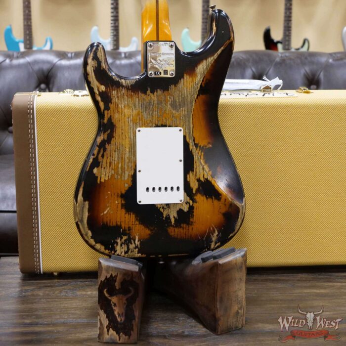 Fender Custom Shop Limited Edition 1957 Stratocaster Heavy Relic Hand-Wound Pickups Black over 2 Tone Sunburst - Image 11