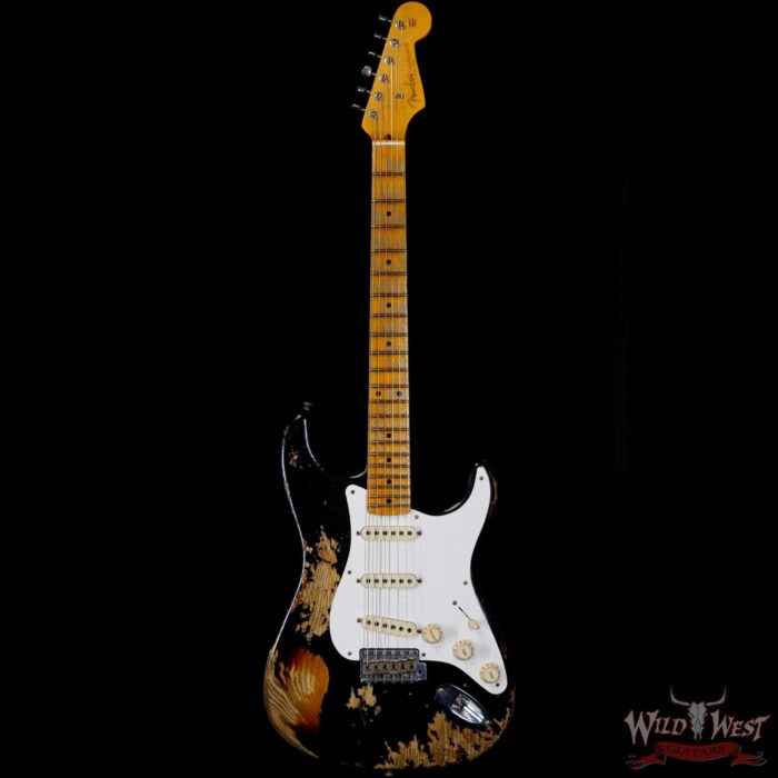 Fender Custom Shop Limited Edition 1957 Stratocaster Heavy Relic Hand-Wound Pickups Black over 2 Tone Sunburst - Image 3