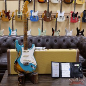 Fender Custom Shop Limited Edition 1957 Stratocaster Heavy Relic Hand-Wound Pickups Taos Turquoise over 2 Tone Sunburst - Image 6