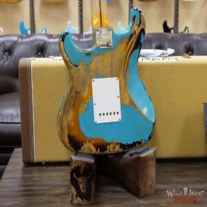 Fender Custom Shop Limited Edition 1957 Stratocaster Heavy Relic Hand-Wound Pickups Taos Turquoise over 2 Tone Sunburst - Image 11