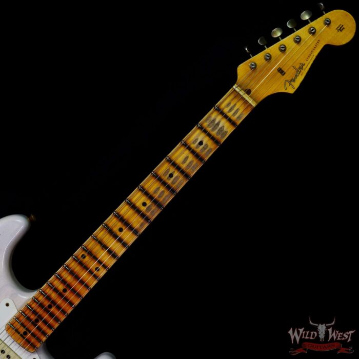 Fender Custom Shop 1957 Stratocaster Maple Neck Hand-Wound Pickups Relic Aged White Blonde - Image 4