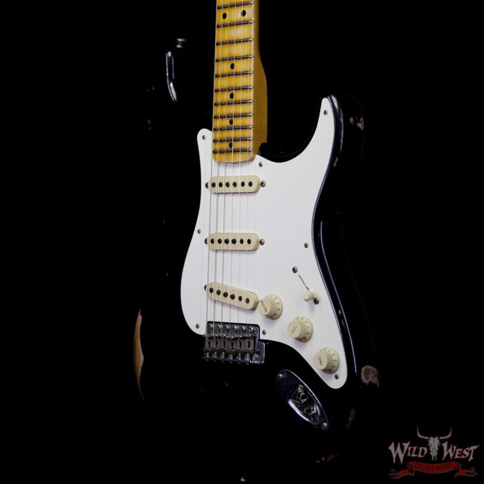 Fender Custom Shop 1957 Stratocaster Relic Maple Neck Black - Image 2
