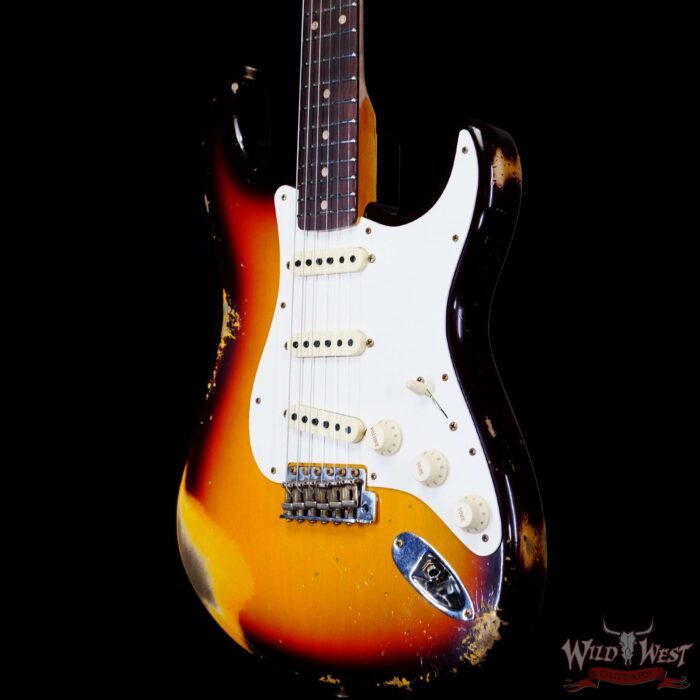 Fender Custom Shop 1959 Stratocaster AAA Rosewood Fingerboard Heavy Relic Faded Aged Chocolate 3-Color Sunburst - Image 2