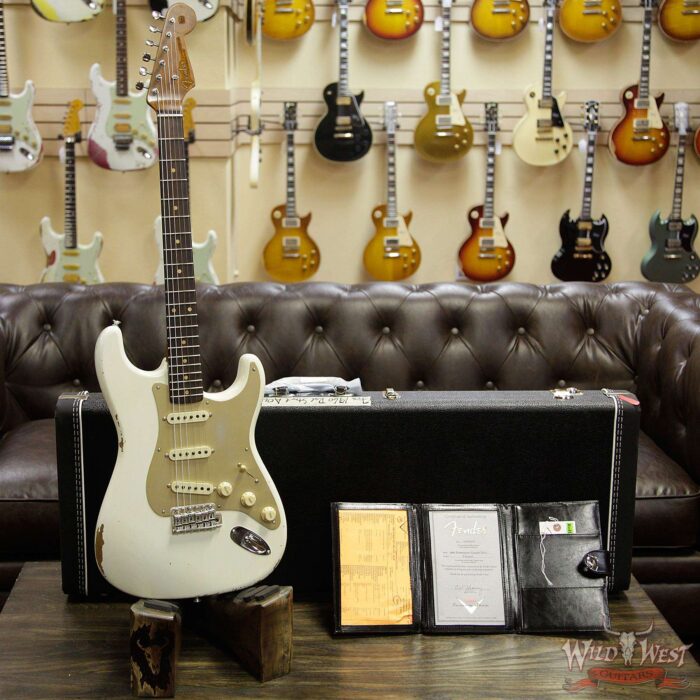 Fender Custom Shop Roasted 1960 Stratocaster Relic 3A Birdseye Maple Neck 3A Rosewood Board Aged Olympic White - Image 9
