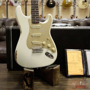 Fender Custom Shop Roasted 1960 Stratocaster Relic 3A Birdseye Maple Neck 3A Rosewood Board Aged Olympic White - Image 10
