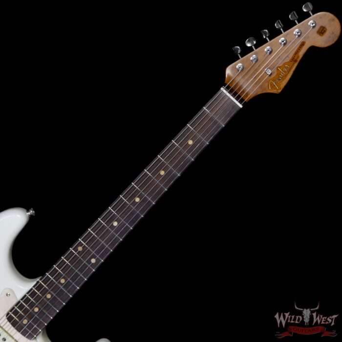 Fender Custom Shop Roasted 1960 Stratocaster Relic 3A Birdseye Maple Neck 3A Rosewood Board Aged Olympic White - Image 6