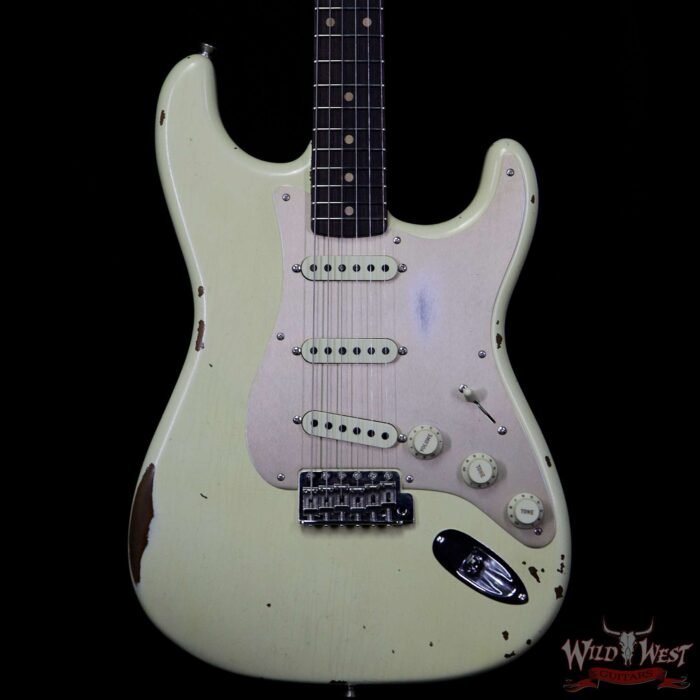 Fender Custom Shop Roasted 1960 Stratocaster Relic Birdseye Maple Neck AAA Rosewood Aged Vintage White - Image 3