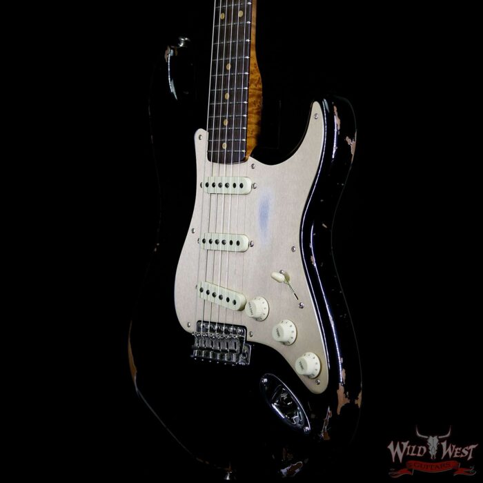 Fender Custom Shop 1960 Roasted Stratocaster Relic Birdseye Maple Neck Aged Black - Image 2