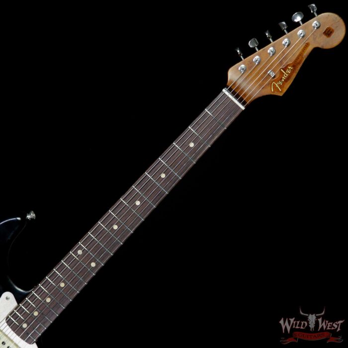 Fender Custom Shop Roasted 1960 Stratocaster Relic AAA Birdseye Maple Neck 3A Rosewood Slab Board Aged Black - Image 5