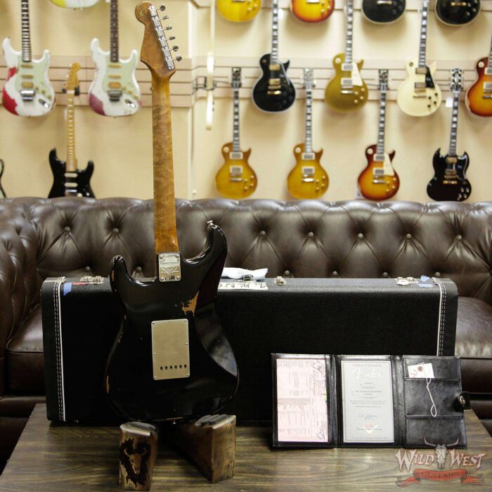 Fender Custom Shop Roasted 1960 Stratocaster Relic AAA Birdseye Neck 3A Rosewood Slab Board Black - Image 10