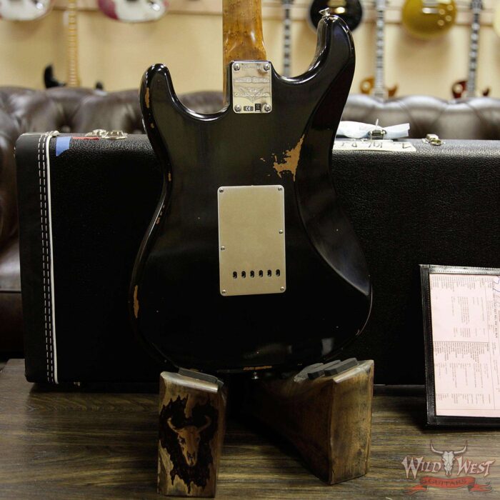 Fender Custom Shop Roasted 1960 Stratocaster Relic AAA Birdseye Neck 3A Rosewood Slab Board Black - Image 11