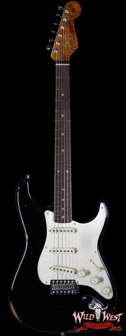 Fender Custom Shop Roasted 1960 Stratocaster Relic AAA Birdseye Neck 3A Rosewood Slab Board Black