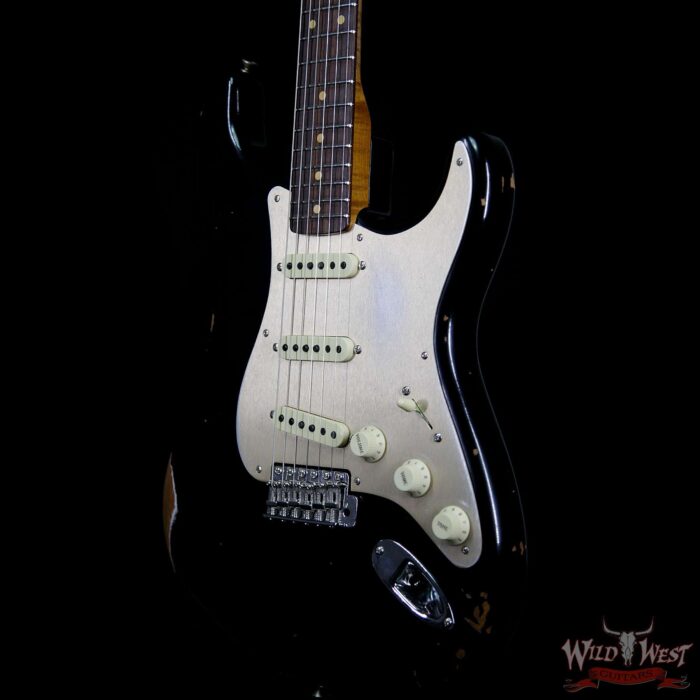 Fender Custom Shop 1960 Roasted Stratocaster Relic 3A Birdseye Maple Neck 3A Rosewood Slab Board Black - Image 2