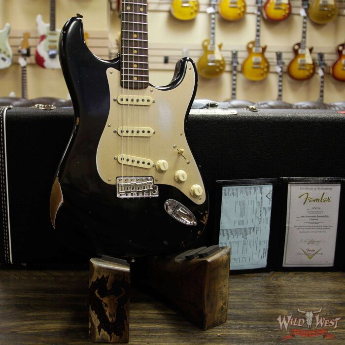 Fender Custom Shop 1960 Roasted Stratocaster Relic 3A Birdseye Maple Neck 3A Rosewood Slab Board Black - Image 9