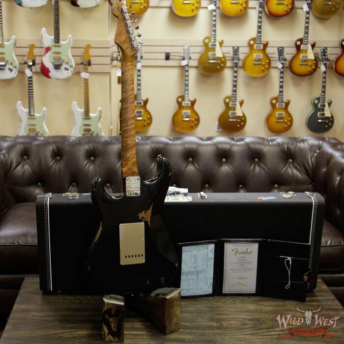 Fender Custom Shop 1960 Roasted Stratocaster Relic 3A Birdseye Maple Neck 3A Rosewood Slab Board Black - Image 11