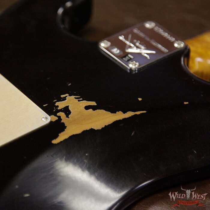 Fender Custom Shop 1960 Roasted Stratocaster Relic 3A Birdseye Maple Neck 3A Rosewood Slab Board Black - Image 13