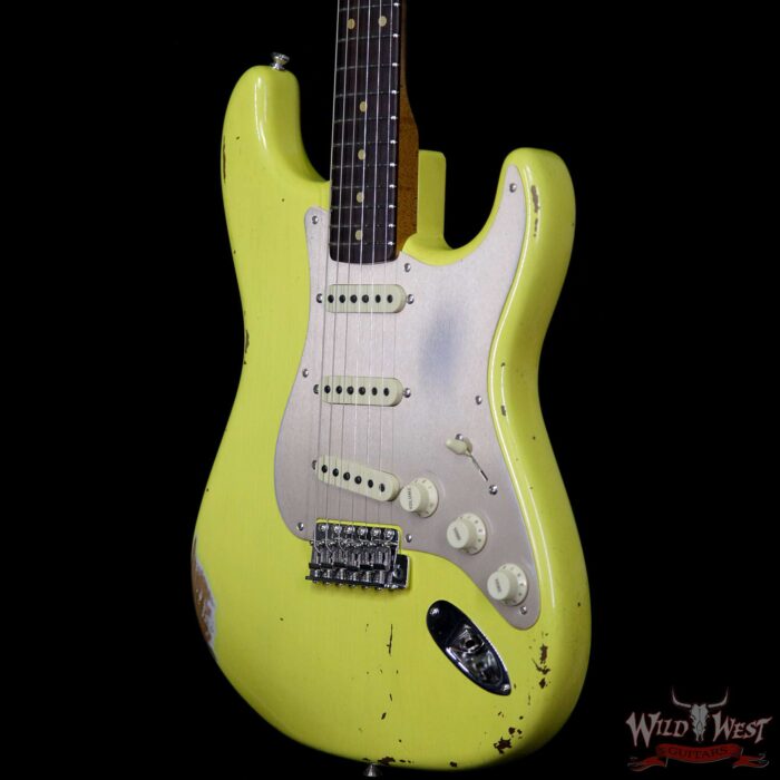 Fender Custom Shop 1960 Roasted Stratocaster Relic Birdseye Maple Neck AAA Rosewood Graffiti Yellow - Image 2