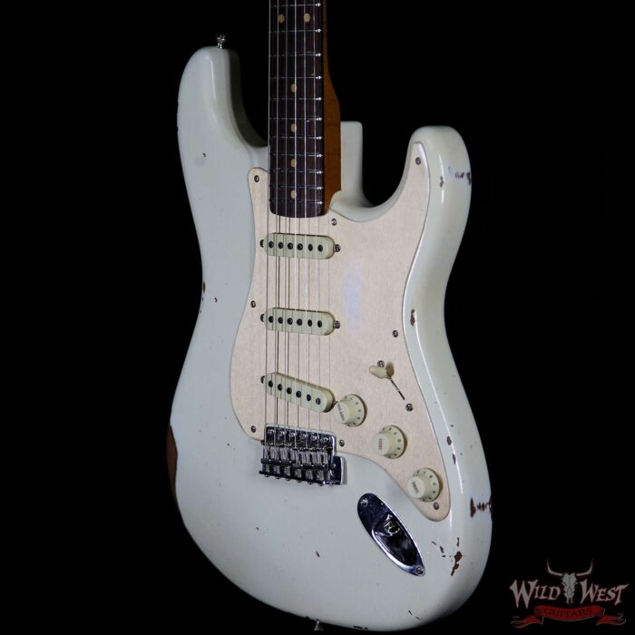 Fender Custom Shop 1960 Roasted Stratocaster Relic 3A Birdseye Neck with 3A Rosewood Slab Board Olympic White - Image 2