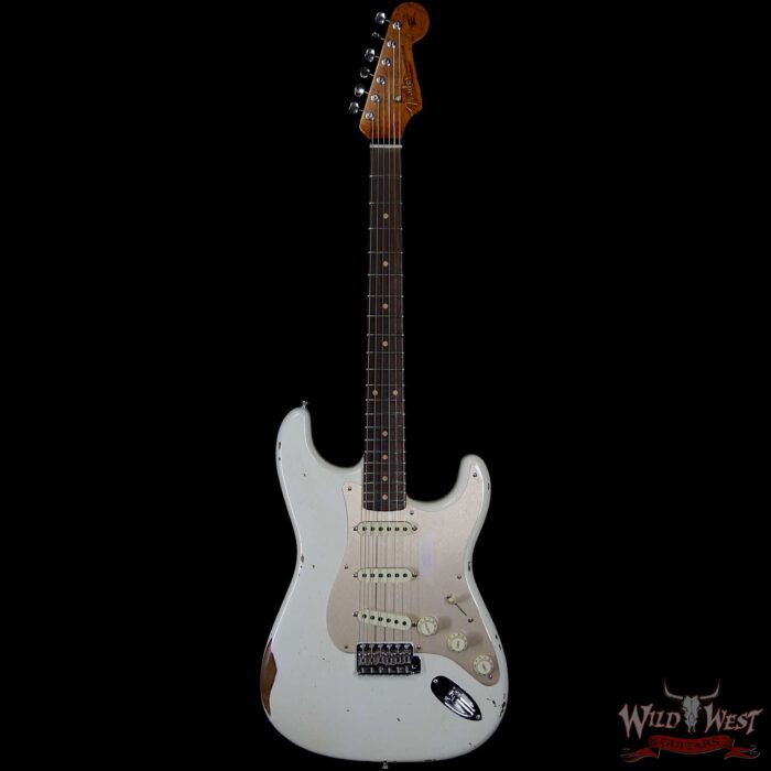 Fender Custom Shop 1960 Roasted Stratocaster Relic 3A Birdseye Neck with 3A Rosewood Slab Board Olympic White - Image 3