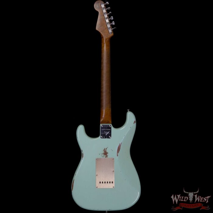 Fender Custom Shop Roasted 1960 Stratocaster Relic 3A Birdseye Maple Neck 3A Rosewood Board Aged Surf Green - Image 4