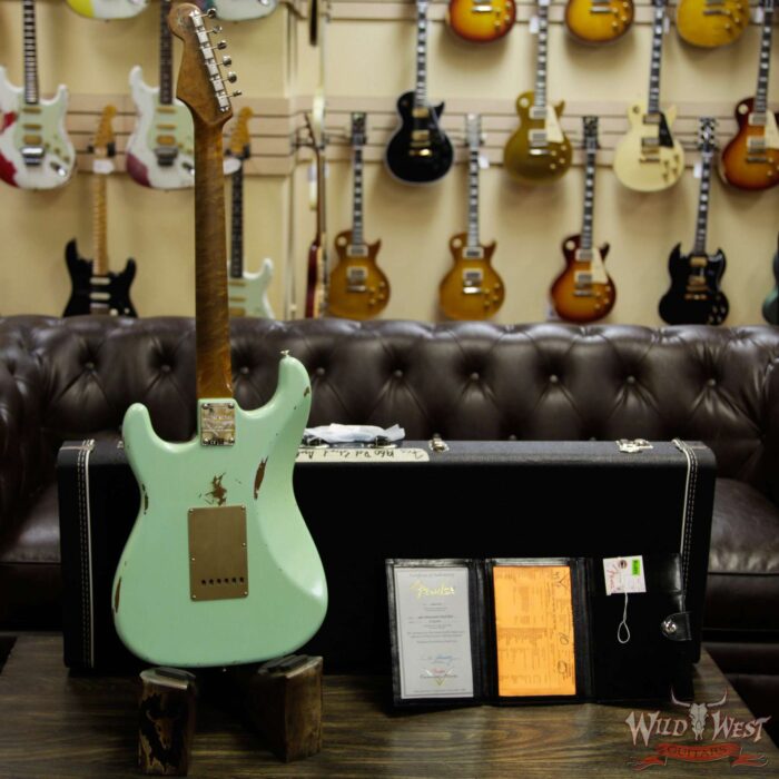 Fender Custom Shop Roasted 1960 Stratocaster Relic 3A Birdseye Maple Neck 3A Rosewood Board Aged Surf Green - Image 11