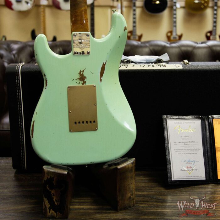 Fender Custom Shop Roasted 1960 Stratocaster Relic 3A Birdseye Maple Neck 3A Rosewood Board Aged Surf Green - Image 12