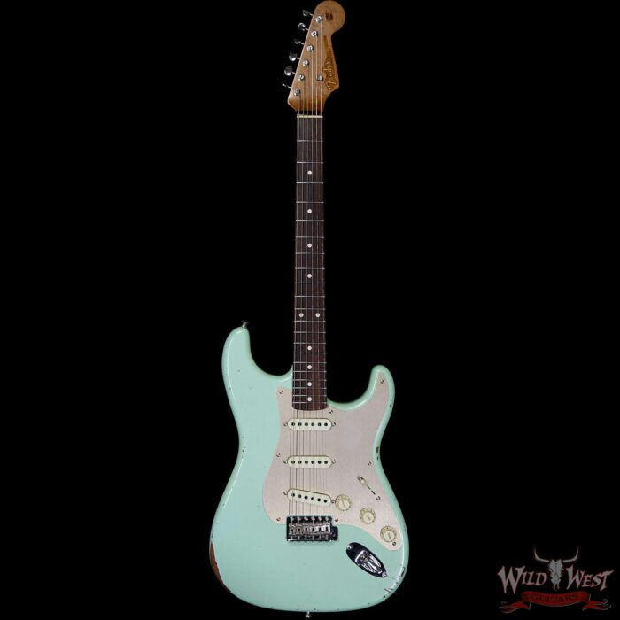 Fender Custom Shop Roasted 1960 Stratocaster Relic 3A Birdseye Maple Neck 3A Rosewood Board Aged Surf Green - Image 3