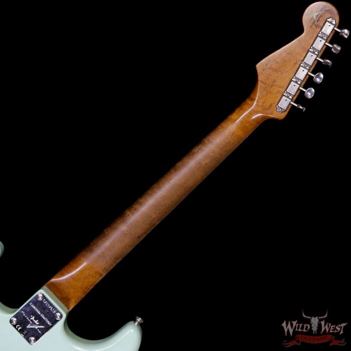 Fender Custom Shop Roasted 1960 Stratocaster Relic 3A Birdseye Maple Neck 3A Rosewood Board Aged Surf Green - Image 8