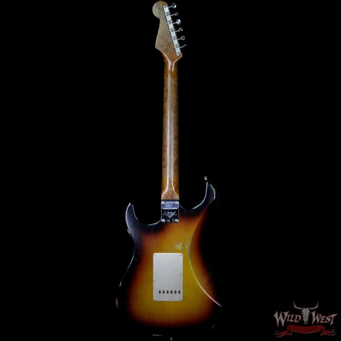 Fender Custom Shop Roasted 1960 Stratocaster Relic Birdseye Maple Neck AAA Rosewood Slab Board 3 Tone Sunburst - Image 4