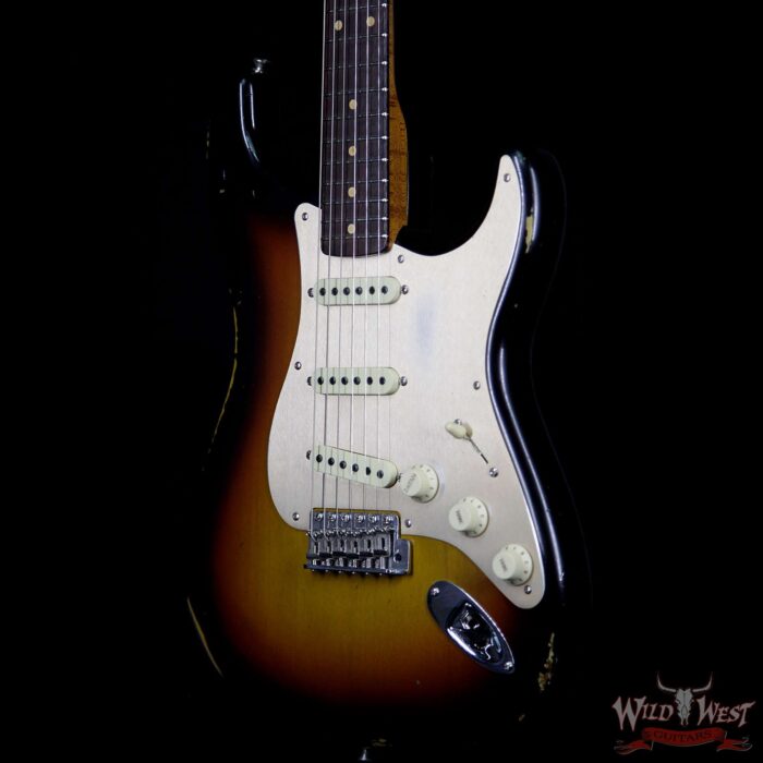 Fender Custom Shop Roasted 1960 Stratocaster Relic Birdseye Maple Neck AAA Rosewood Slab Board 3 Tone Sunburst - Image 2