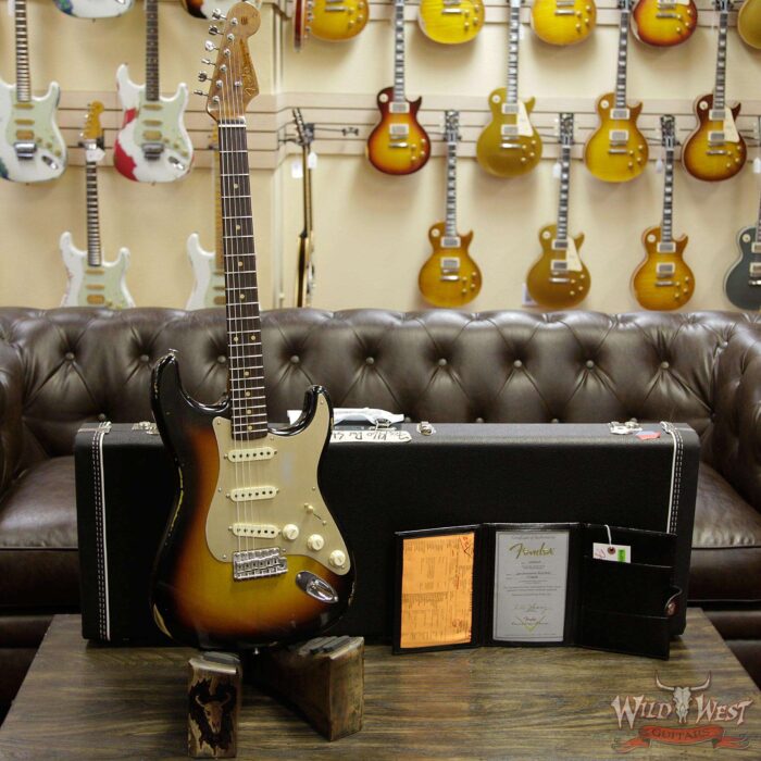 Fender Custom Shop Roasted 1960 Stratocaster Relic Birdseye Maple Neck AAA Rosewood Slab Board 3 Tone Sunburst - Image 9