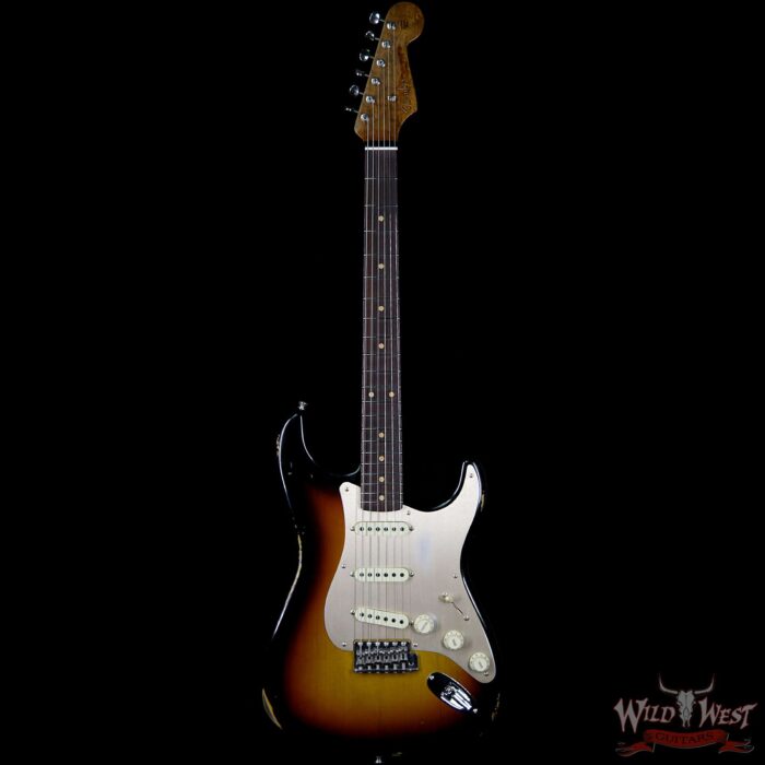 Fender Custom Shop Roasted 1960 Stratocaster Relic Birdseye Maple Neck AAA Rosewood Slab Board 3 Tone Sunburst - Image 3