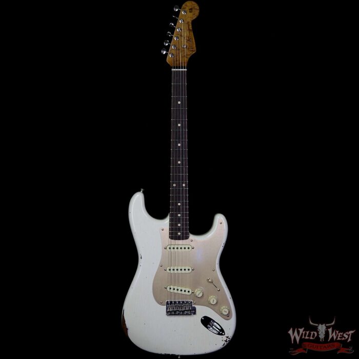 Fender Custom Shop Roasted 1960 Stratocaster Relic 3A Birdseye Maple Neck 3A Rosewood Board Aged Olympic White - Image 4