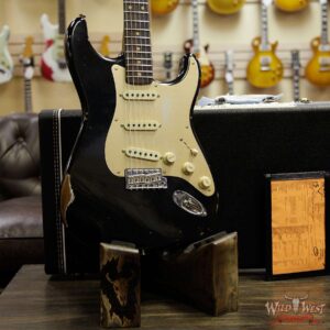 Fender Custom Shop Roasted 1960 Stratocaster Relic 3A Birdseye Maple Neck 3A Rosewood Board Aged Black - Image 13