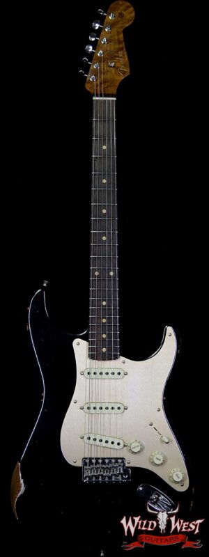 Fender Custom Shop Roasted 1960 Stratocaster Relic 3A Birdseye Maple Neck 3A Rosewood Board Aged Black
