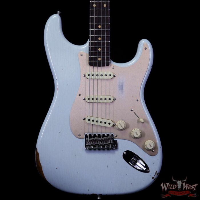 Fender Custom Shop Roasted 1960 Stratocaster Relic Birdseye Neck Slab AAA Rosewood Board Faded Sonic Blue - Image 3
