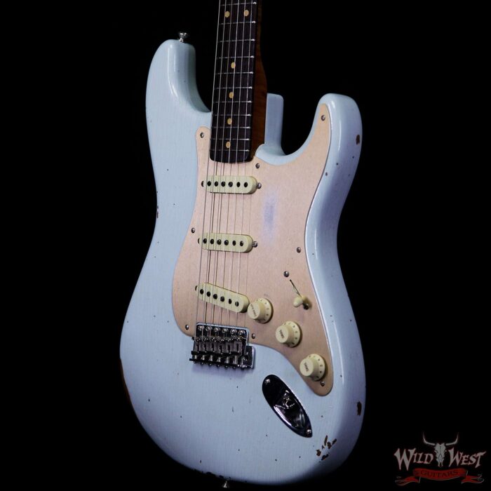 Fender Custom Shop Roasted 1960 Stratocaster Relic Birdseye Neck Slab AAA Rosewood Board Faded Sonic Blue - Image 2